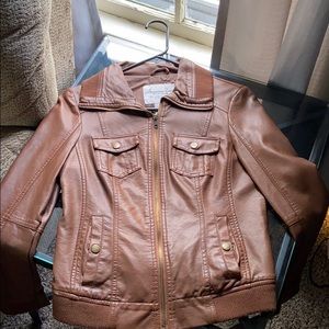 American rag brand faux brown leather jacket
